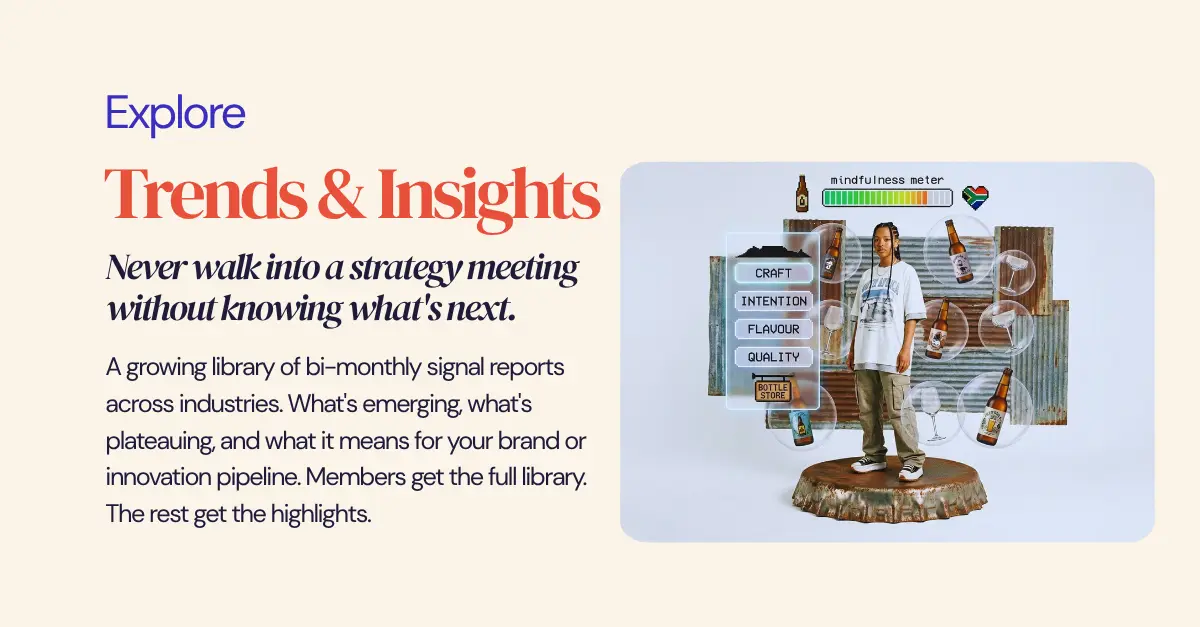 Innovatr “Trends & Insights” social graphic promoting a library of bi-monthly signal reports.